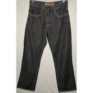 Southpole Premium jeans Y2K Embroidered pocket black denim hip hop wide leg 34